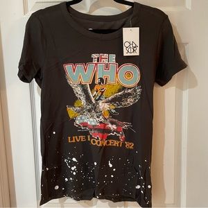 NWT Chaser “The Who: Live in Concert ‘82” Paint Splatter Short Sleeve Top